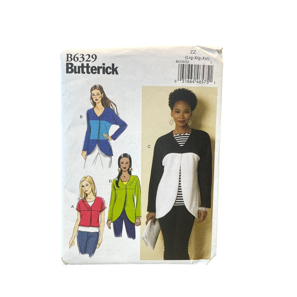 Butterick B6329 Jacket Cardigan Pattern Misses L-XL-XXL Uncut Modern Knit Top